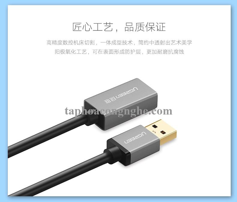 Ugreen 10494 0.5M màu Đen Cáp tín hiệu nối dài USB 3.0 dáng dây nhỏ cao cấp US115 30010494